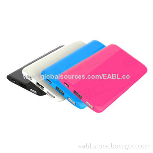 Battery Mobile Power Pack, OEM/ODM, Colorful, Super Thin, 5,000mAh Lithium Polymer